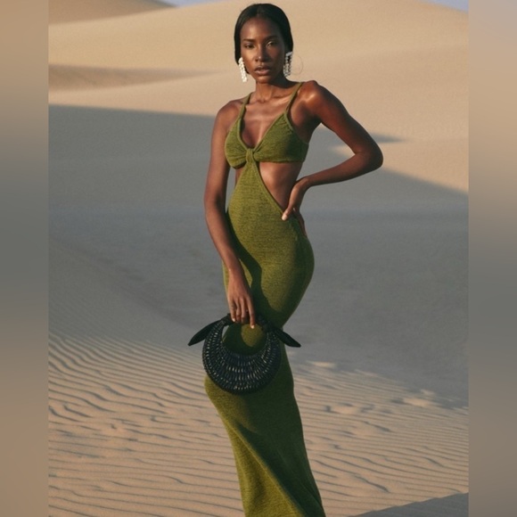 cult gaia Dresses & Skirts - Cult Gaia Olive Green Midi Dress